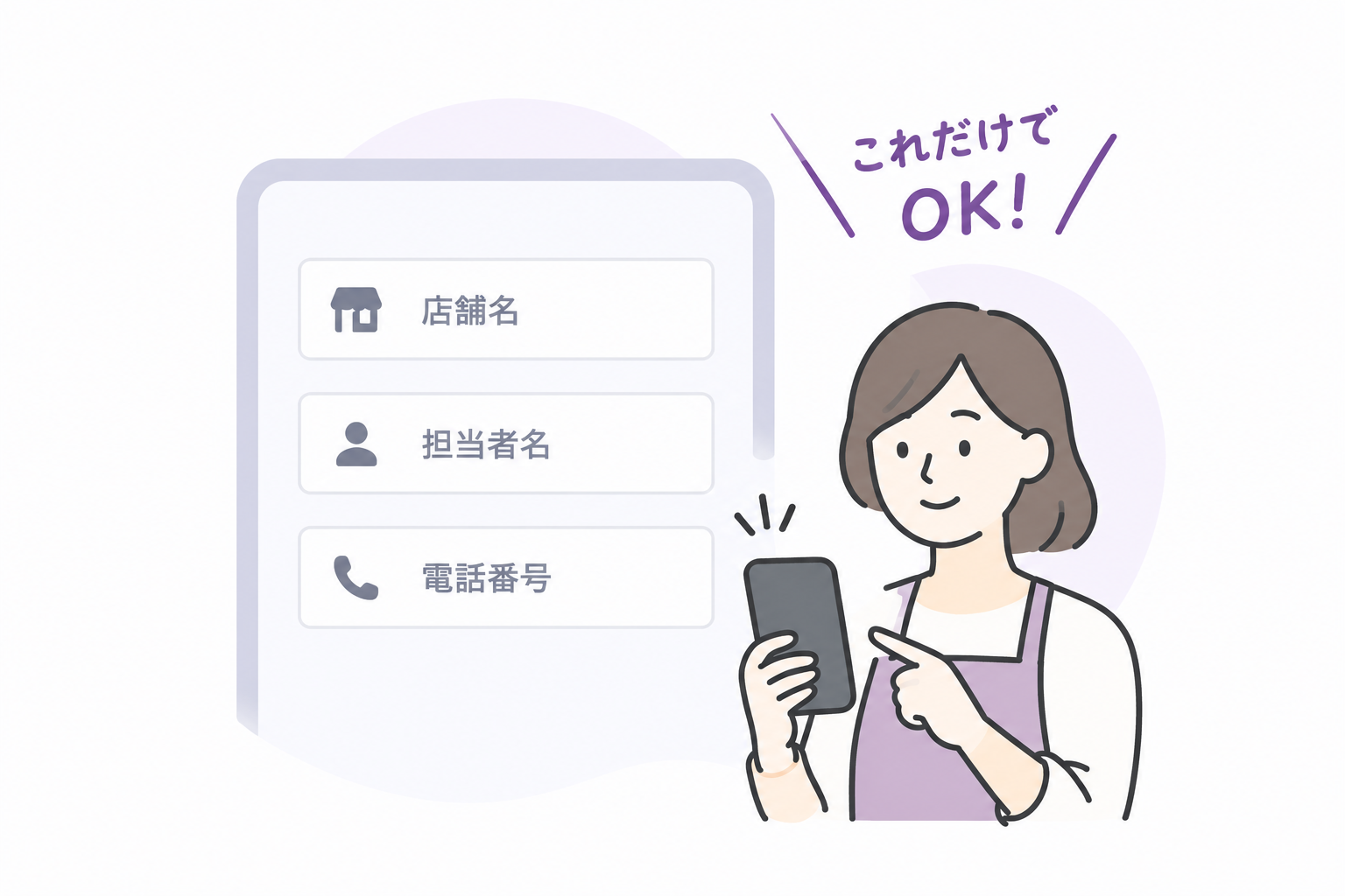 店舗名・担当者名・電話番号を入力するかんたんエントリーのイメージ